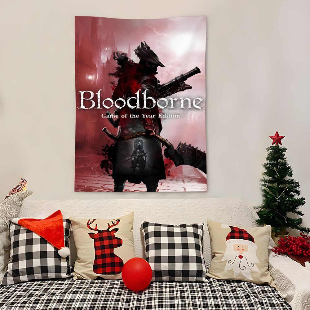 Game BBloodborne Tapestry Decoration Art Microfiber Background For Bedroom Living Bar Garden Outdoor Festival