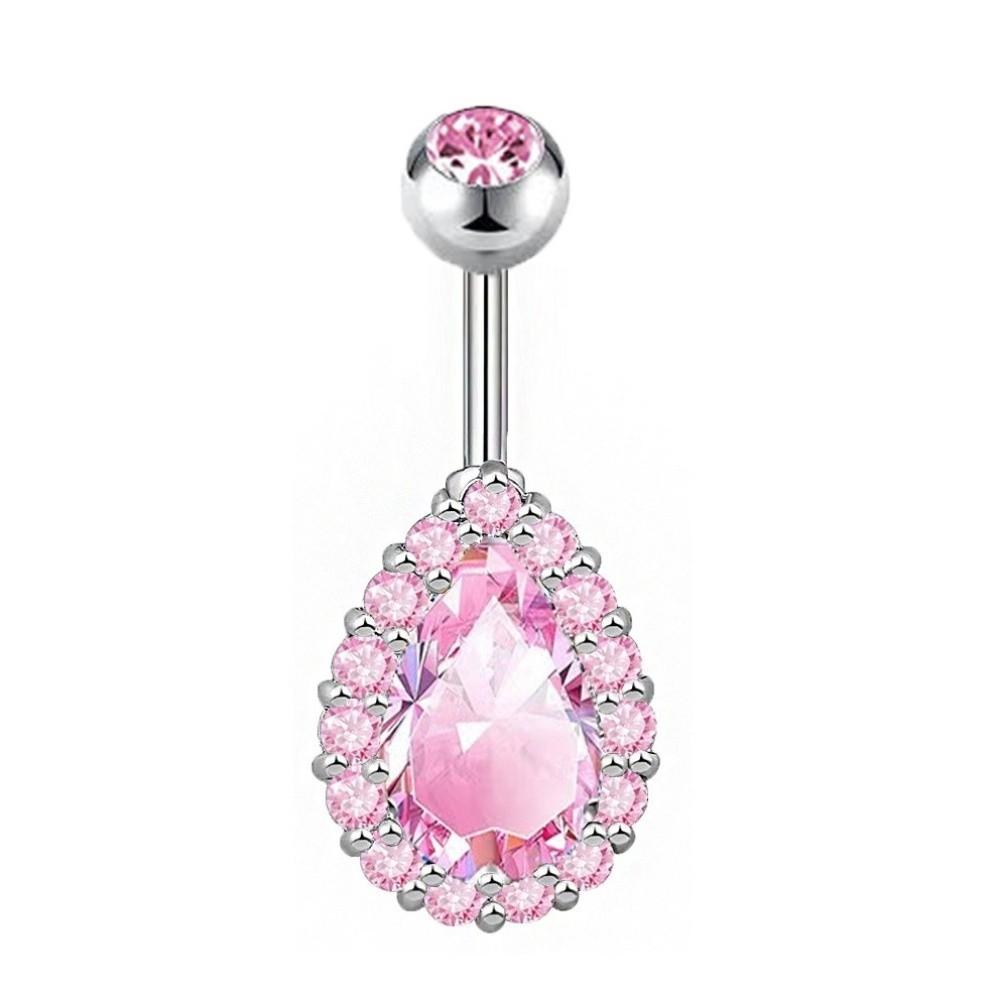 Stainless Steel Zircon Navel Ring Colorful Body Piercing Jewelry Fashion Belly Button Ring  Girl