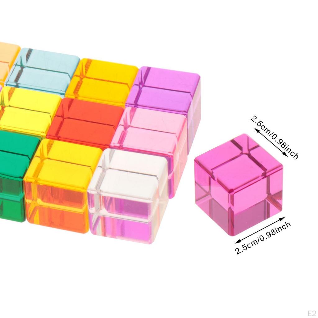 Acrylic Stacking Blocks,Rainbow Stacker,Strip Blocks,Colorful Cubes Sensory Translucent Educational