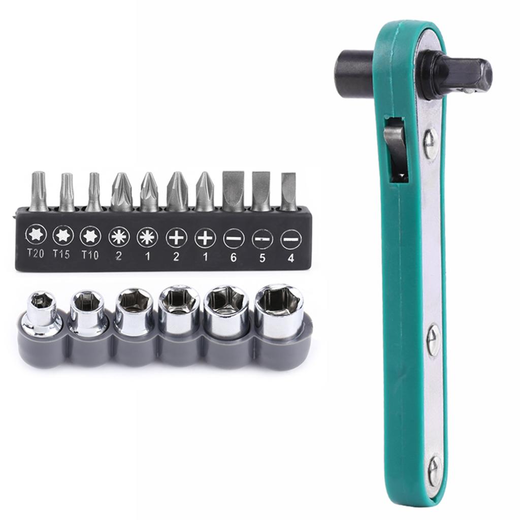 1 4  Wrench Screwdriver Ratchet Handle with Interchangeable Driver Bits and Sockets