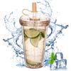 14,8 унций Star Clear Tumbler с трубочкой многоразовая прозрачная двухслойная бутылка для воды для кофе, молока, смузи, чашка, напиток, зеленый