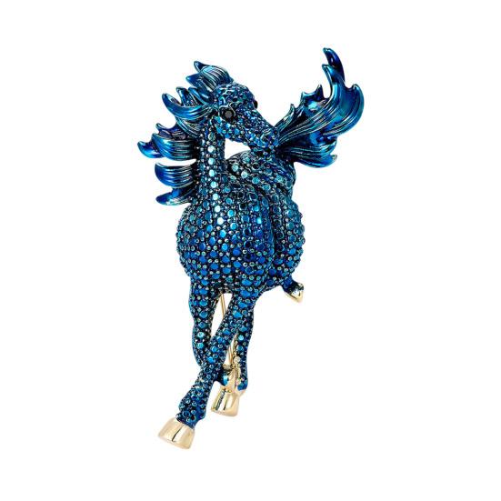 Retro Style Brooch Sparkling Rhinestones Inlaid Horse Theme Pin Clothes Hats Bags Badge Fashion Accessory