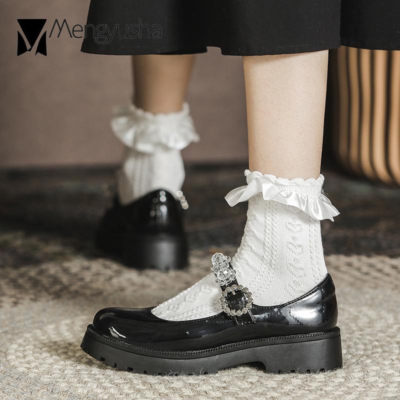 Модный ремень со стразами для женщин с пряжкой на ремне в стиле Лолиты, туфли на толстой подошве, мокасины на плоской подошве для девочек, мокасины большого размера для женщин, джинсы Мэри