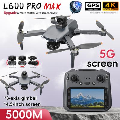 Новая модель L600 Pro Max с 5G GPS Дрон 4,5-дюймовый ЖК-экран Радиоуправляемый Квадрокоптер Игрушки 8K HD Камера 3-осевой Стабилизатор Лазерное Предотвращение Препятствий Бесколлекторный FPV Дроны