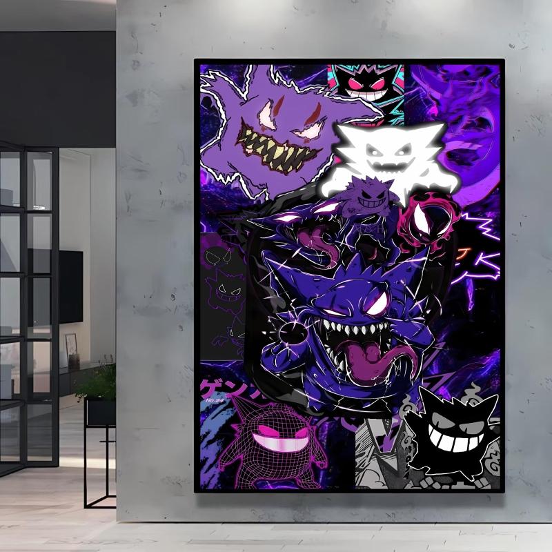 Canvas Artwork Painting Pokemon Gengar Poster Hd Prints Cartoon Character Picture Classic Modern Home Living Room Wall Decor
