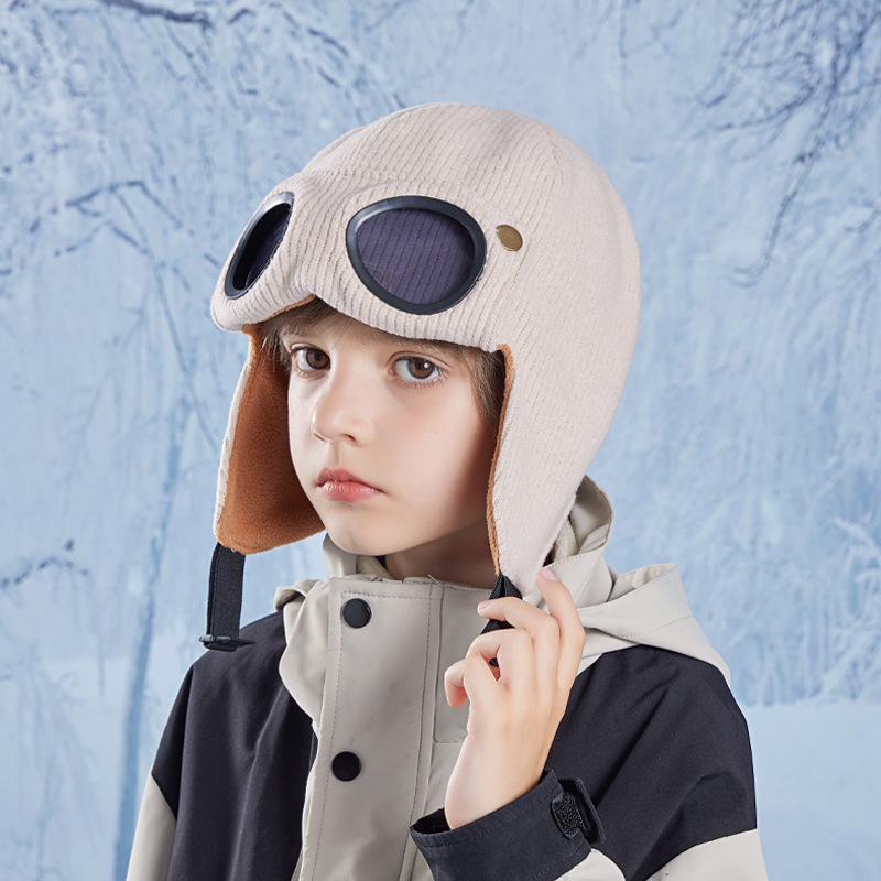 Детская зимняя шапка с очками, флисовая подкладка, детская шапка-чепчик с ушами, теплая детская шапка для катания на лыжах и отдыха на природе для девочек и мальчиков
