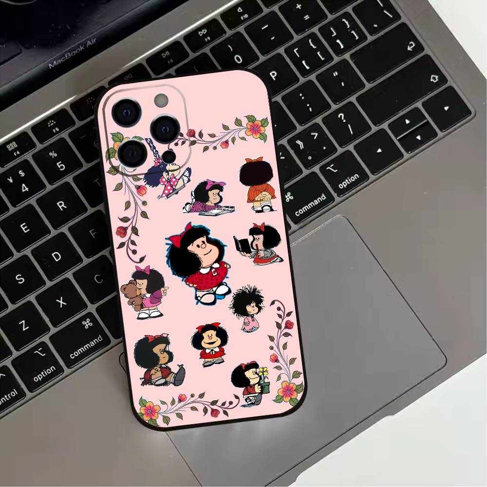 M-Mafalda World Phone Case For iPhone 17,16,15,14,13,12,11 Plus,Pro Max,XS,Soft Silicone Black Cover