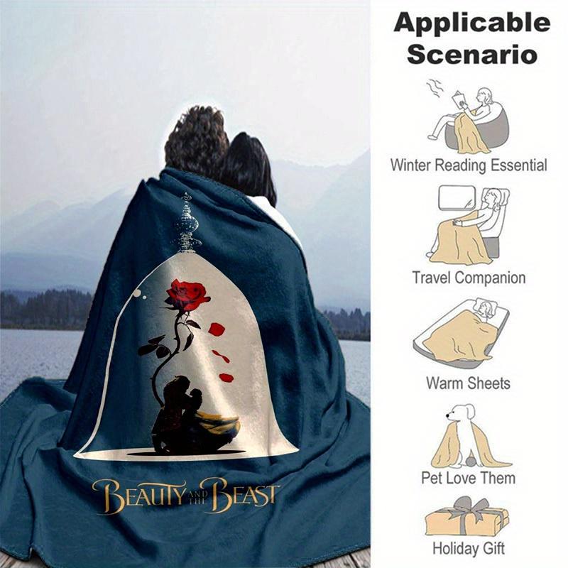 1pc. Beauty and the Beast Theme Blanket, Soft Microfiber Throw for Home, Office, Outdoor Use, Perfect Gift Idea (80x120 inches)