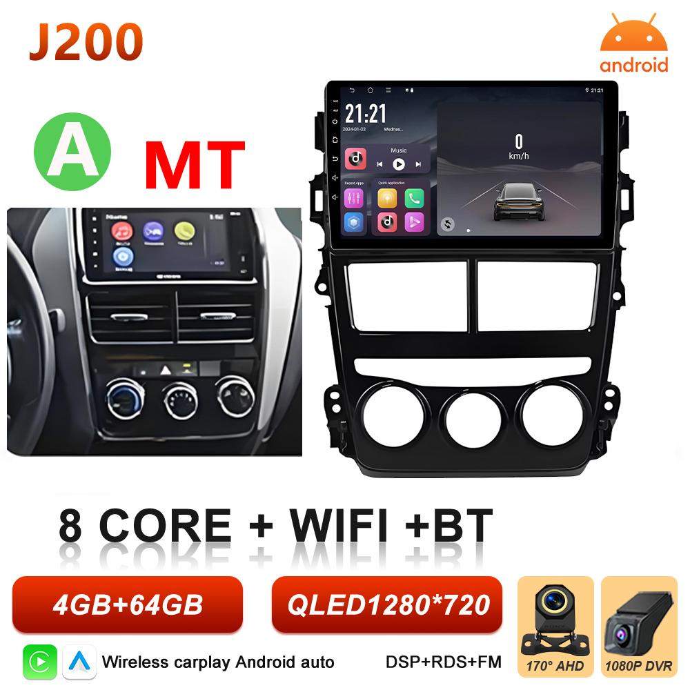 Android 16 Car Radio Carplay For Toyota Vios Yaris 2018 2019 2020 Multimedia Player Video 2k Touch Screen 5G Wifi Bluetooth DVD