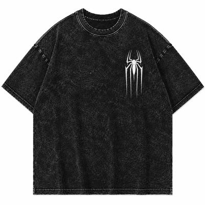 Venom Acid Wash Oversized Spiderman T-Shirt | Vintage Streetwear Tee | Superhero Inspired Shirt | Retro Distressed Cotton Tee