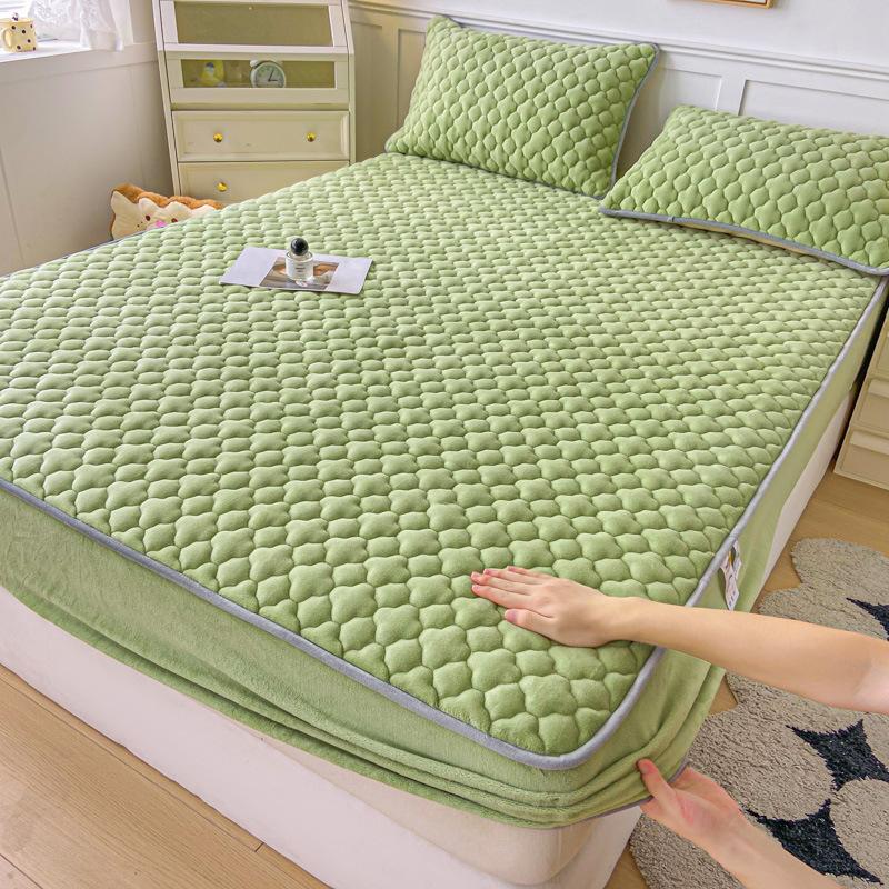 Цельная молочная бархатная хлопковая простыня на подкладке, кровать размера «queen-size», утолщенное покрывало, новый зимний флисовый защитный чехол для матраса