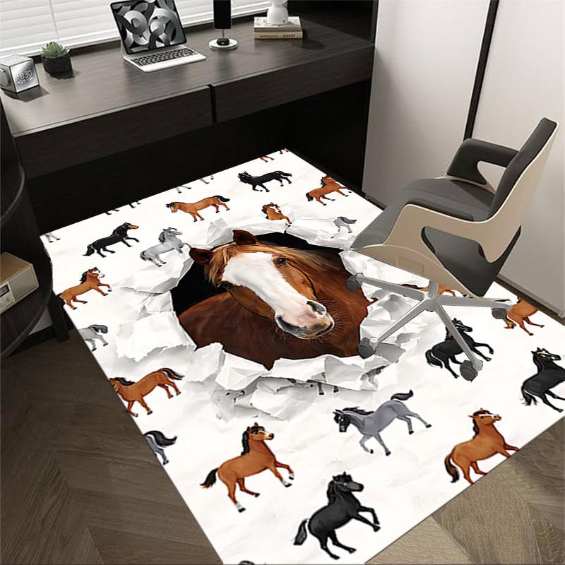 1PC Horse Print Non-Slip Floor Carpet Compatible for Office&Living Room&Bedroom&Dining room - Flat- Soft & Pattern, Vibrant Colors-W276