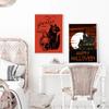 Pumpkin Trick Spooky Ghost Orange Poster and Print Vintage Halloween Scary House Wall Art Pictures Kitchen Kids Room Decor