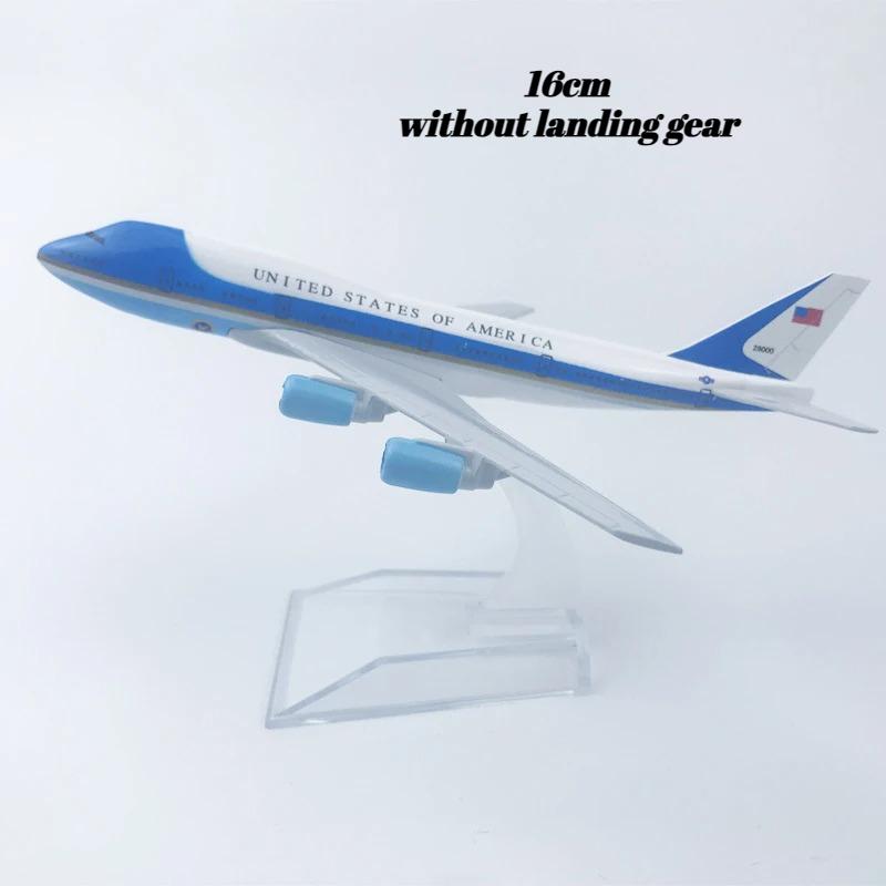 16/20 см Алюминиевый самолет ВВС США Air Force One B747 Авиакомпании Модели самолетов С шасси Игрушки для детей Коллекция Самолет