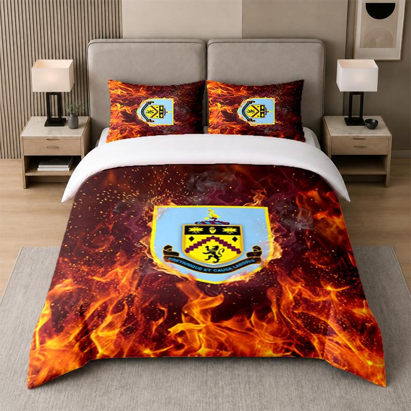 3Pcs Bedding SetBurnley Football Soft Bed Sheet and Two Pillowcases Home Bedroom Decor
