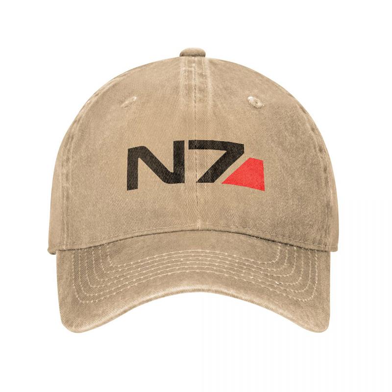 N Logo Washed Cotton Baseball Cap Black with Red Accent Design for Casual Wear and Gaming Fans Unisex Adjustable Fit