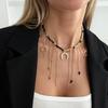 SHIXIN Креативные черные хрустальные цепочки-чокеры ожерелья для женщин Модное металлическое ожерелье с подвеской-полумесяцем и кисточкой Украшения на шею