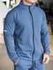 Men's Sports Fitness Casual Tops Long Sleeve Stand Up Collar Solid Colour Jacket Jogging Workout Sweatshirt with Zip Long Sleeve