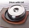 Korean cast iron barbecue pot fried striped steak BBQ grilled plate round household baking raosting pan wooden tray kitchen pan