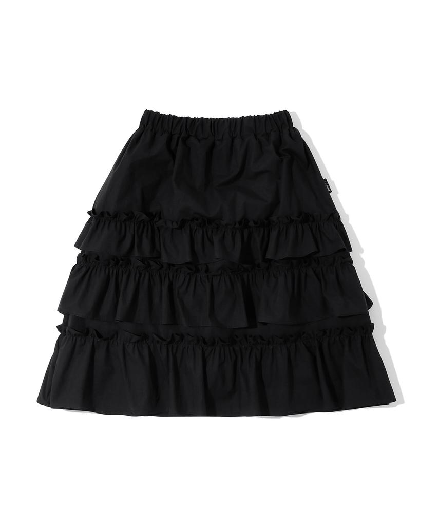 Kijiko Ke702-Frill Cancan Midi Skirt Black