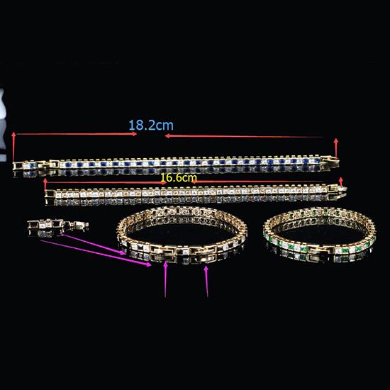 CMM Элегантный браслет золотого цвета с квадратным цирконием и звеньями цепи для женщин