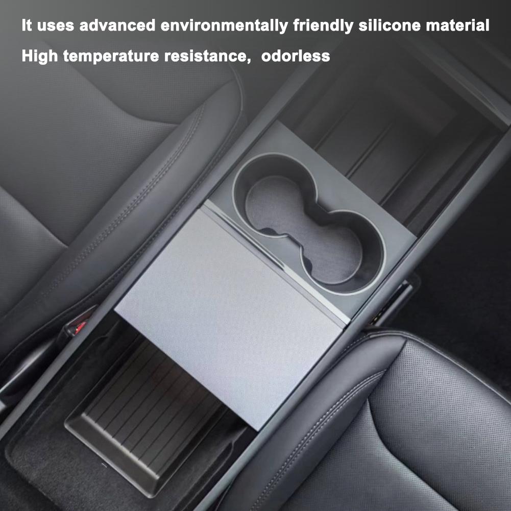 For Tesla New Model Y Juniper 2025 Interior Accessories Center Contral Storage Organizer Tray Armrest Box Bottom Mat Card Holder