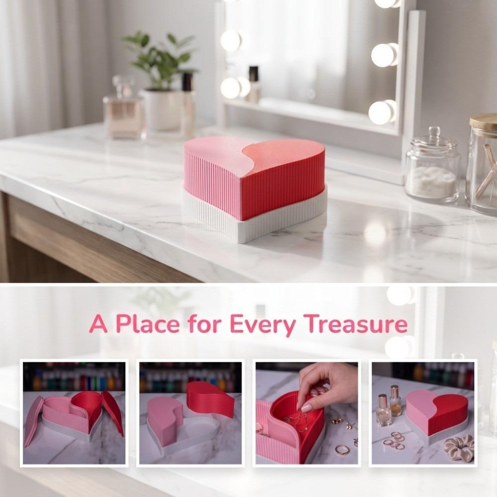 Removable Heart Lock Jewelry Organizer Double Colors Storage Box Gift for Girlfriend