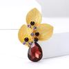 Creative Retro Rhinestone Dumb Gold Three Leaves Brooch Temperament Versatile Women'S Clothing Corsage Jewelry Pin