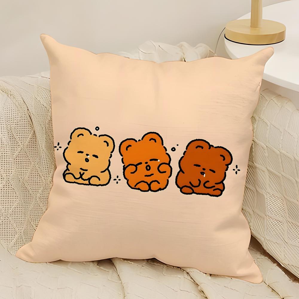 Стильная Наволочка с Мультяшным Рисунком Спящего Белого Медведя Натуральный Лен Двусторонняя Печать Декор Дивана Дома Чехол для Подушки