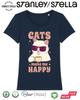 Cats Make Me Happy T-Shirt Funny Womens Artist Pet Gift /