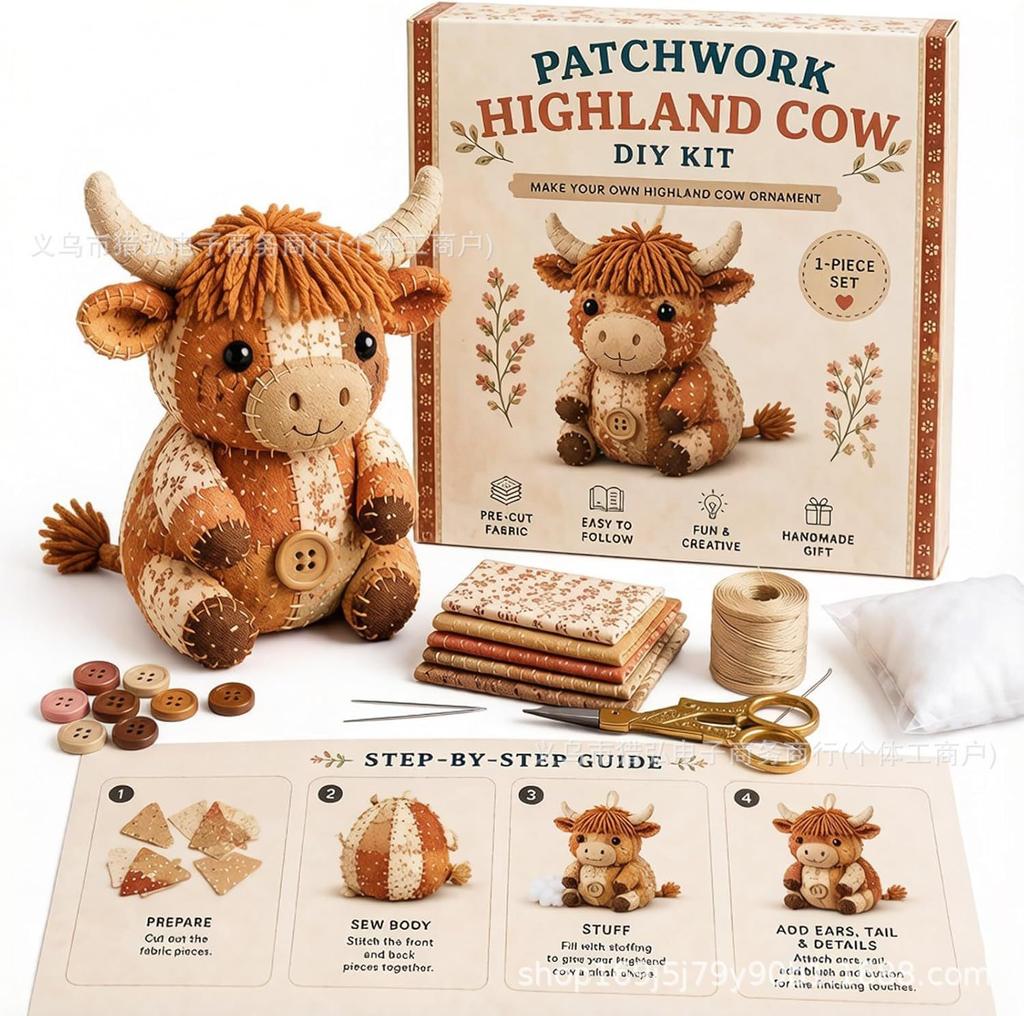 DIY Sewing Kit Stuffed Animal Craft Patchwork Mouse Plush Toy Making Set Handmade Educational Gift for Kids Adults