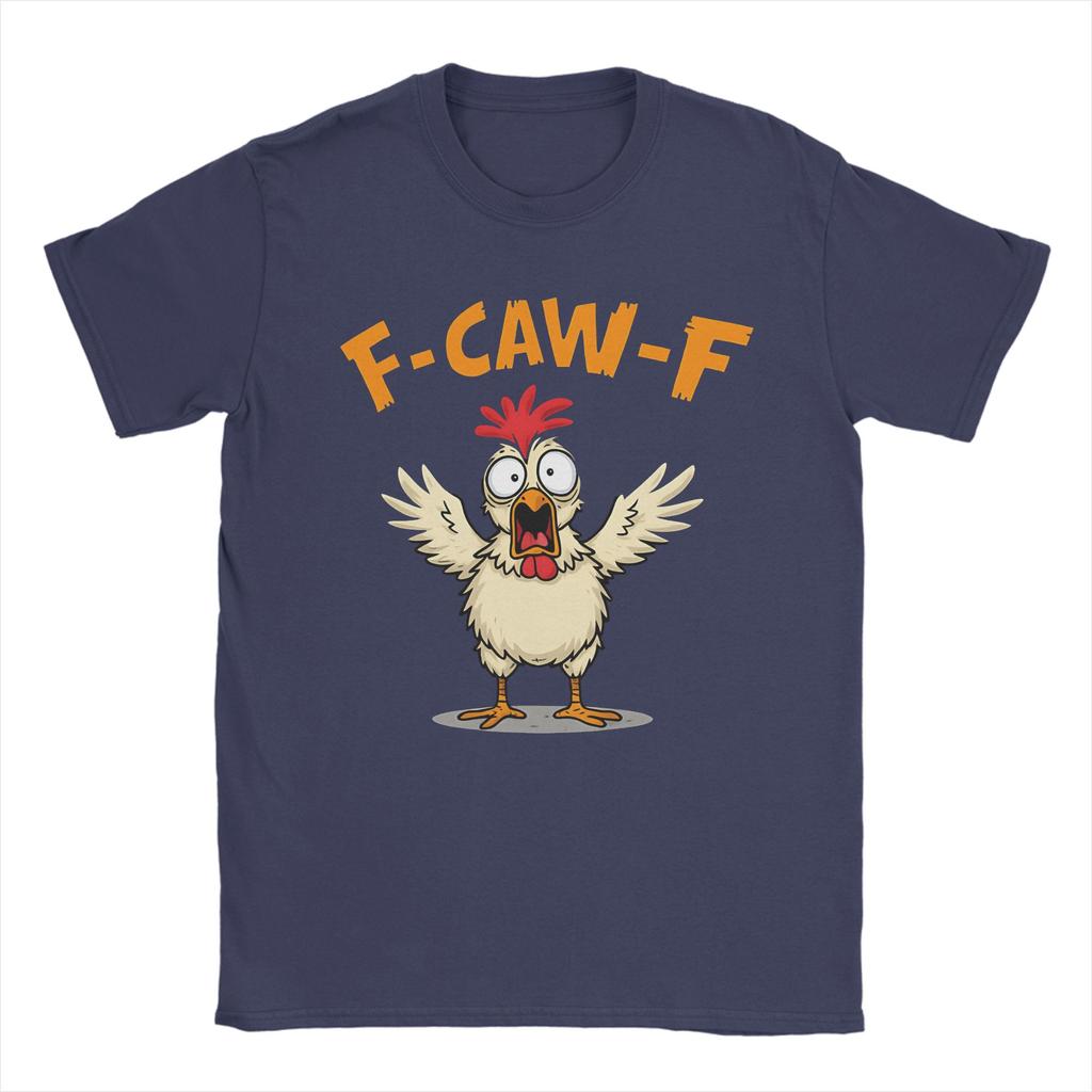 Men's T-Shirt Funny F-Caw-F Spooky Chicken Meme (2) Fashion 100% Cotton Tee Shirt Short Sleeve  T Shirt Crewneck Tops Gift Idea