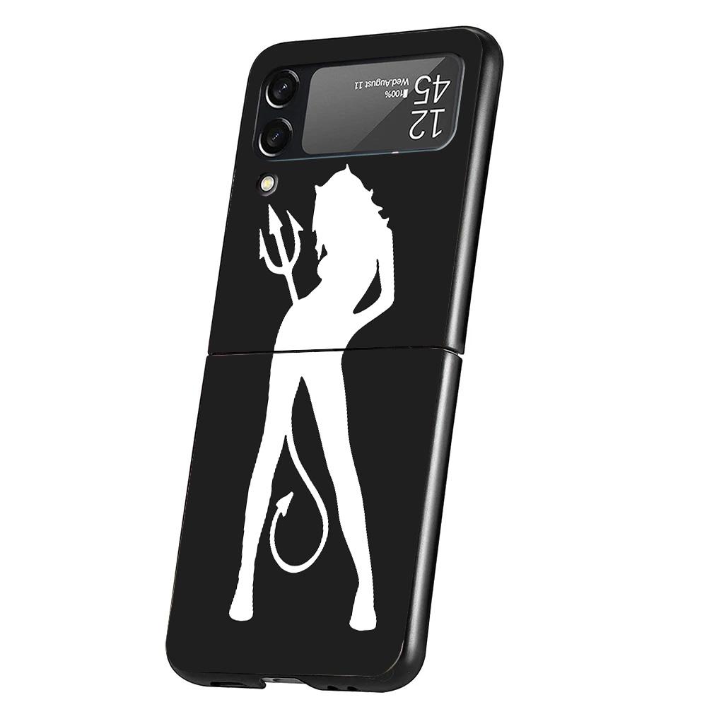 Angel Devil Sexy Girl Cover Phone Case For Samsung Galaxy Z Flip 7 6 5 4 3 5G Flip7 Flip6 Flip5 Flip4 Flip3 Black Fundas Shell G