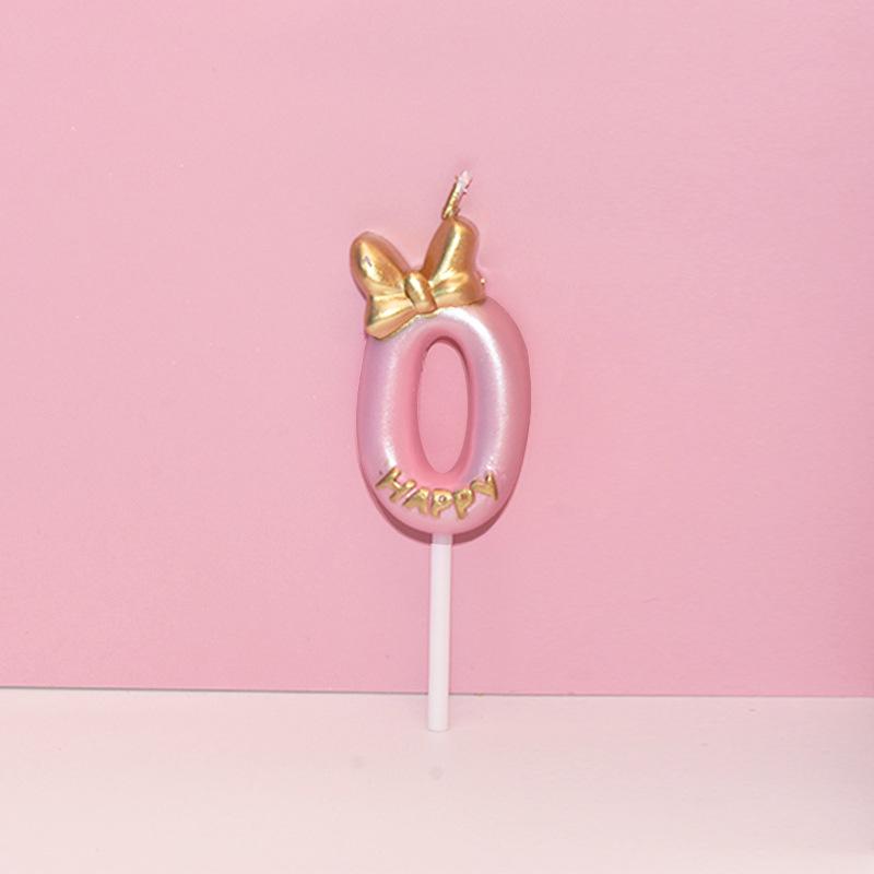 Pink Bow Number Candle for Birthday Cake - Creative Princess Party Decoration