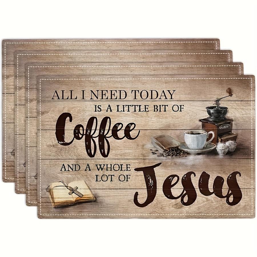 Christian Meal Blessing Religious Heat Resistant Washable Table Placemats Kitchen Dining Decor 4 Piece Set