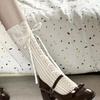Ballet-Style Girlish Lace Socks | Calf Ribbon Bowknot Hollow White Mesh Non-Slip Slouch Socks
