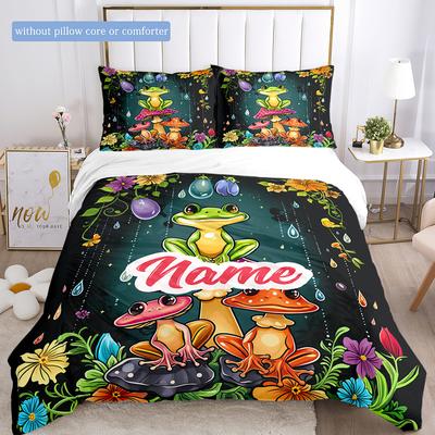Three Frogs Duvet Cover Soft Bedding Set For Bedroomdorm Personalized Name Threepiece Set 1 Duvet Cover And 2 Pillowcases Perfect Gift For All Seasons