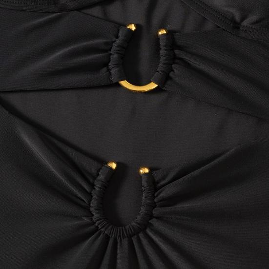 Монокини на косточках с Push-Up, цельный комплект бикини с металлическими пряжками, вырез, открытая спина, сексуальный купальник на бретельках