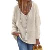 Women's  And Winter Loose Solid Color V-neck Long-Sleeved Knit