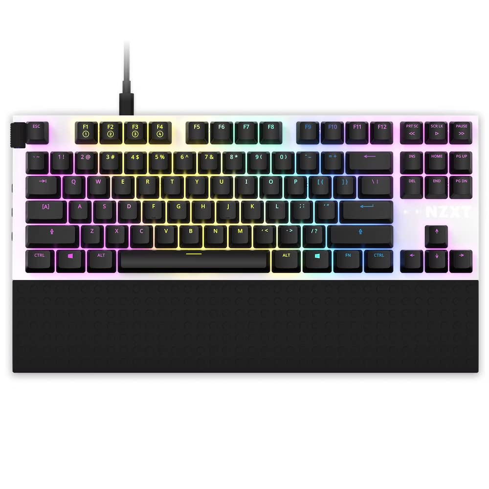 NZXT FUNCTION TENKEYLESS Gaming KB592 Keyboard, White, KB-1TKUS-WR,