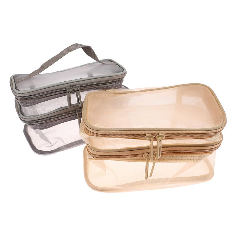 1 шт. сетчатая косметичка, сетчатая косметичка для офиса, дорожные сумки для хранения, двухслойные косметички