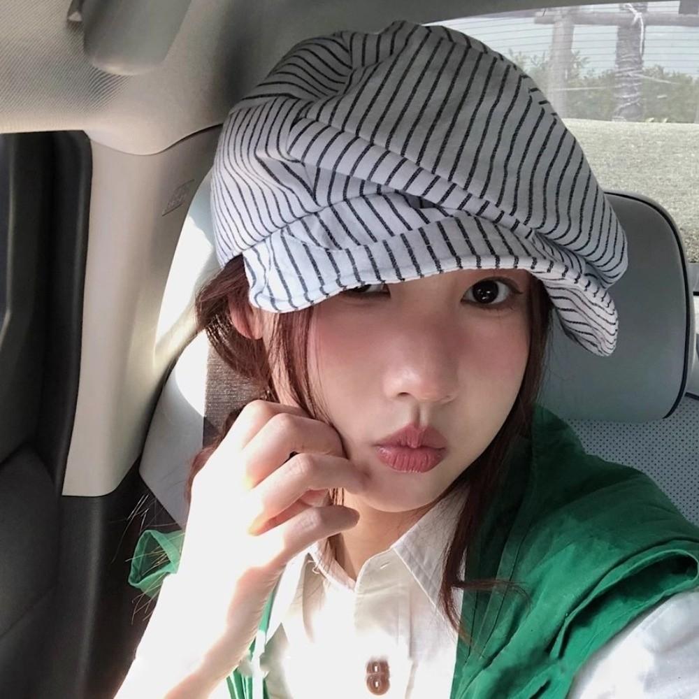 Хлопковые и льняные полосатые береты Тонкие кепки художника Повседневные восьмиугольные шляпы Ежедневные