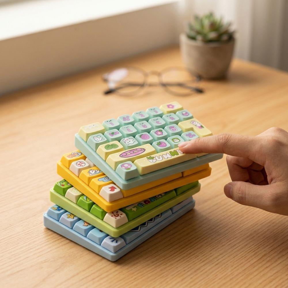 Squeeze Feel Keyboard Fidget Pendant Colorful Fingertip Button Key Ring Student Use
