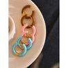 Eetit 20mm Candy Color Blue Pink Brown Enamel Stainless Steel Hollow Hoop Earrings Golden Simple Trendy Y2K Sweet Jewelry Gift