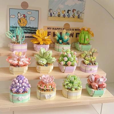 Совместимый с LEGO Суккулент Подсолнух Орнамент Конструктор - Цветочная Микрочастица Игрушка для Девочек, Издание ко Дню Матери