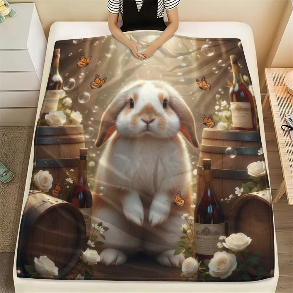1PC Cute animals Print Flannel Blanket, High quality Comfortable for All Seasons, Home Decor, Warmth and Comfort