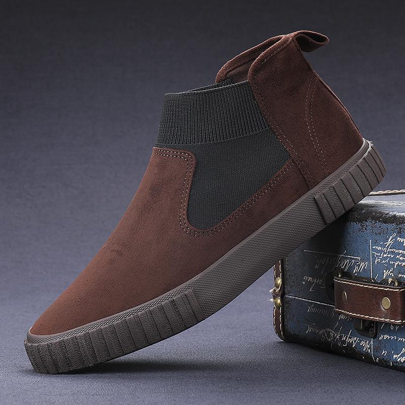 Замшевая кожа повседневная обувь новые модные мужские ботинки челси универсальные мужские ботильоны без застежек для отдыха и прогулок формальная обувь для вечерних платьев