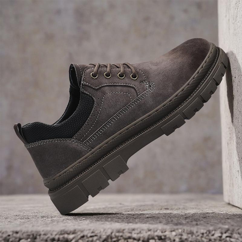 Мужская кожаная повседневная обувь Новая Ретро Толстая подошва Износостойкая Удобная На шнуровке Плоские кроссовки Уличная мужская обувь для ходьбы
