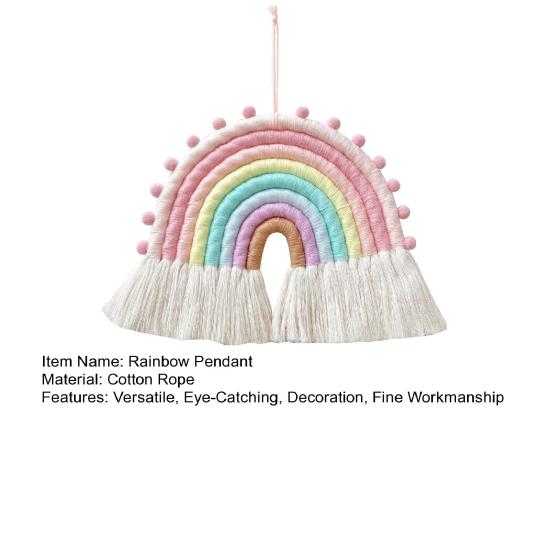 Rainbow Pendant Eye-catching Boho Styles Rainbow Hanging Ornament Cotton Rope Wall Pendant for Home Decoration