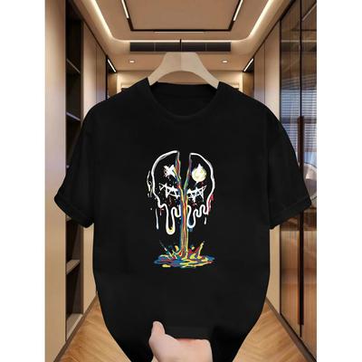Футболка с принтом Color Drip, Мягкая, дышащая и устойчивая к выцветанию, Классический крой для повседневной носки